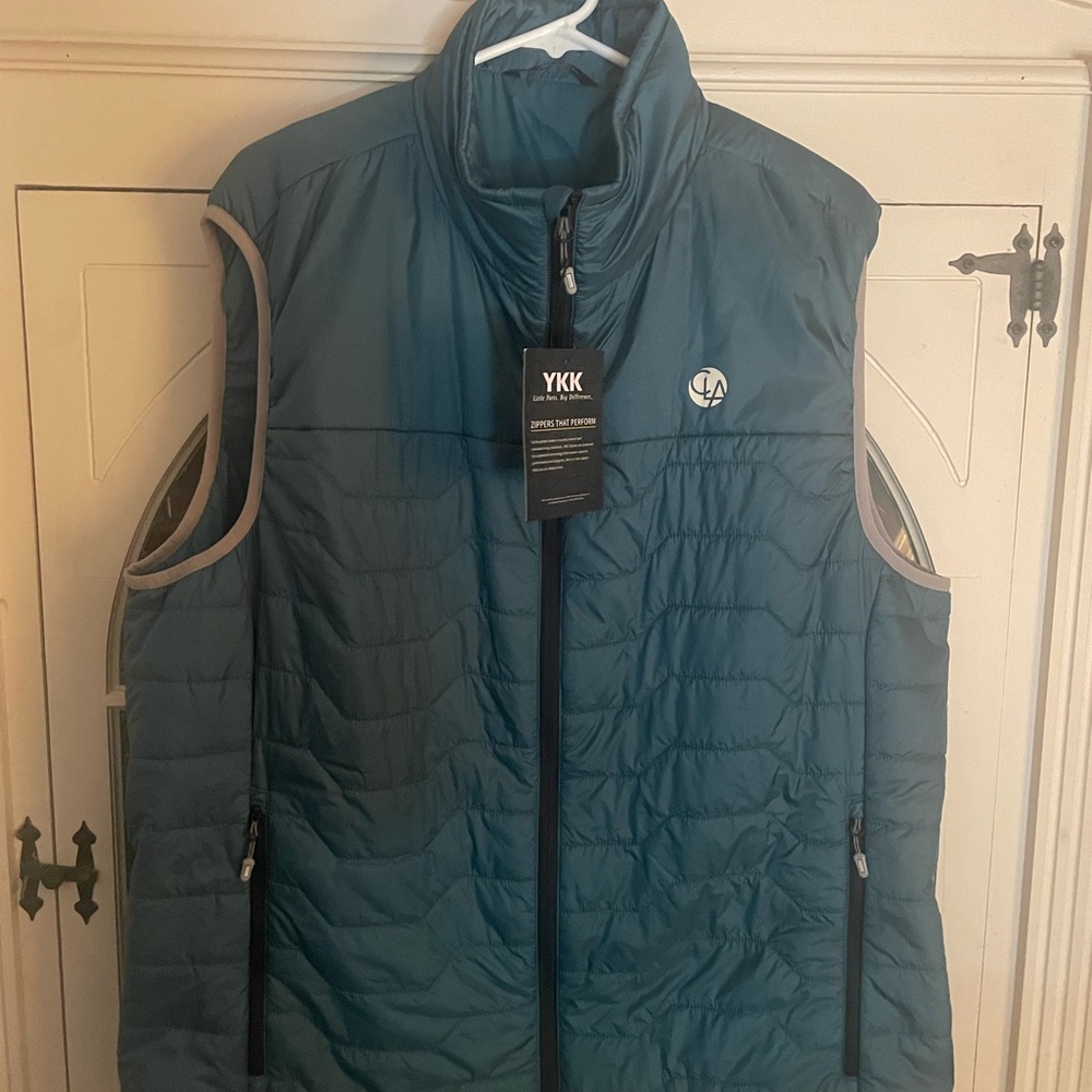 Green Quilted  YKK Vest with Stand-Up Collar XXL NWT